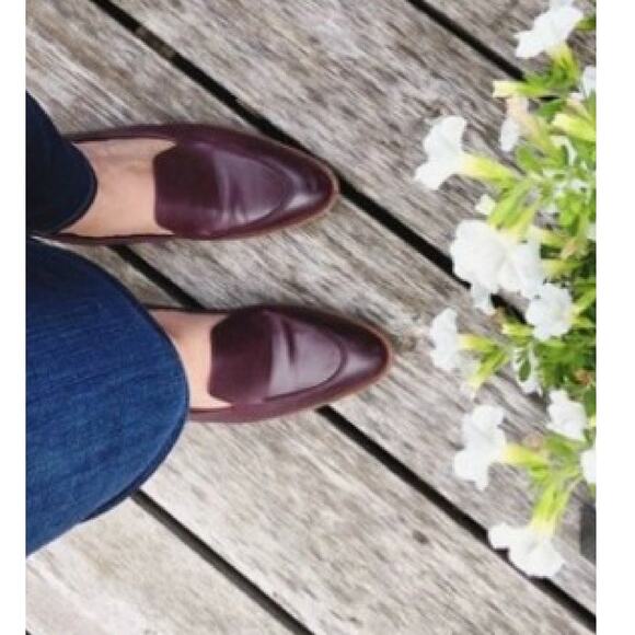 Everlane Flats Loafers Oxblood Slip On Leather - Picture 1 of 8